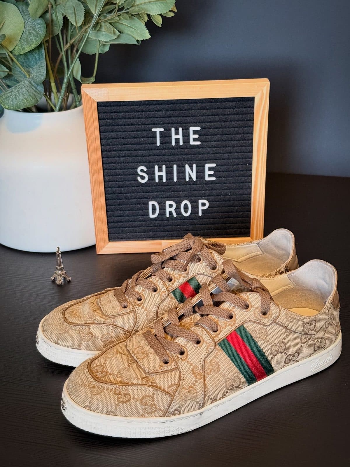 Canvas & leather sneakers before cleaning