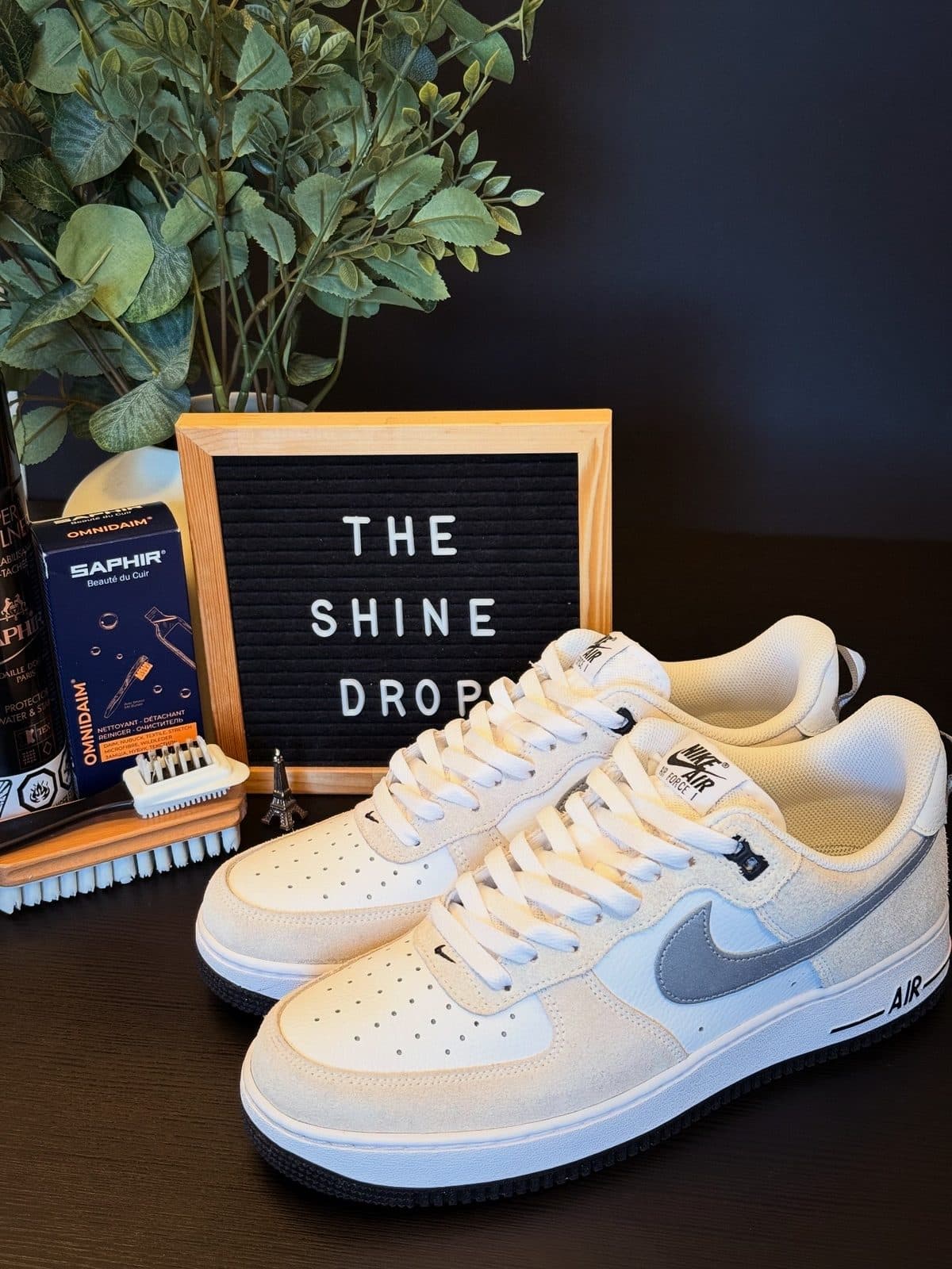 White leather & suede sneakers after cleaning