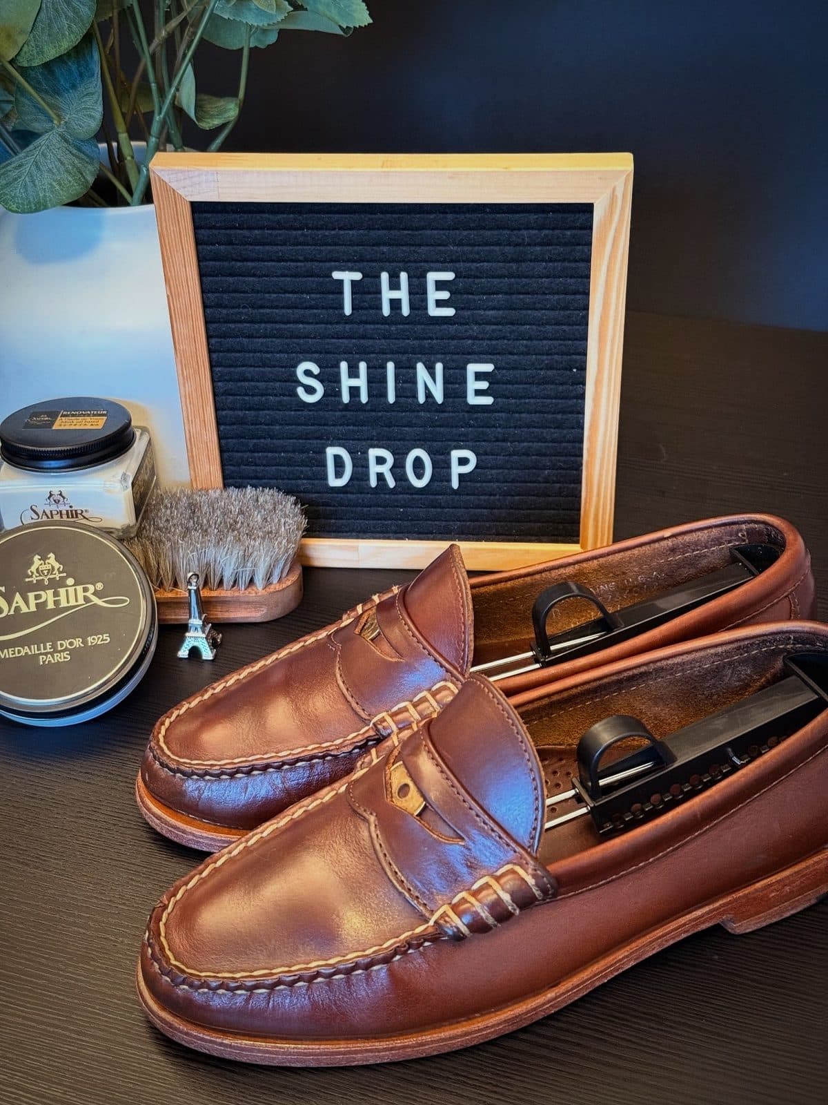 Leather penny loafers after cleaning