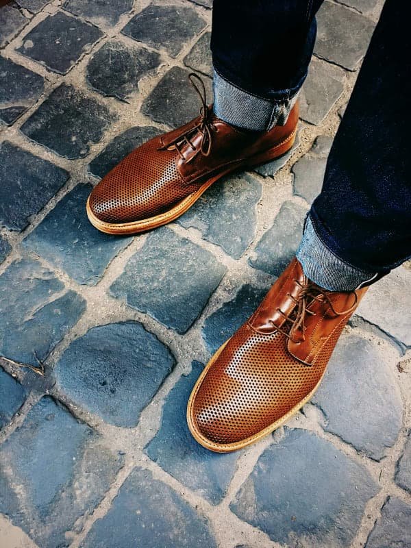 Brown Oxford leather shoes with mirror shine finish — The Shine Drop Calgary